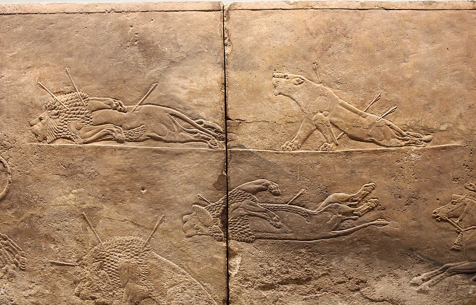 Assyria, relief "The Great Lion Hunt of Ashurbanipal," Nineveh, c. 645 BC