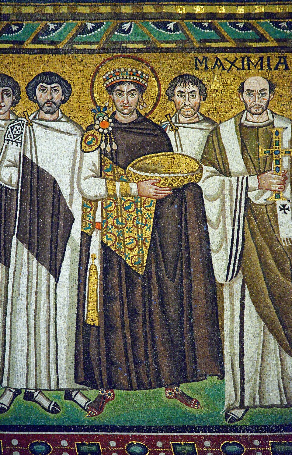 Ravenna, mosaic "Emperor Justinian and His Retinue," San Vitale, c. 547
