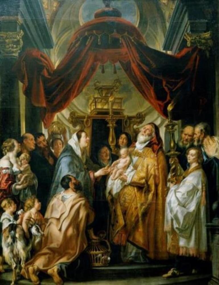 Jacob Jordaens, "The Presentation in the Temple" (c. 1660). The aged Simeon, who has waited all his life, recognizes the Savior in an ordinary infant; beside him stands the prophetess Anna: those who lived to see it because they never stopped waiting.